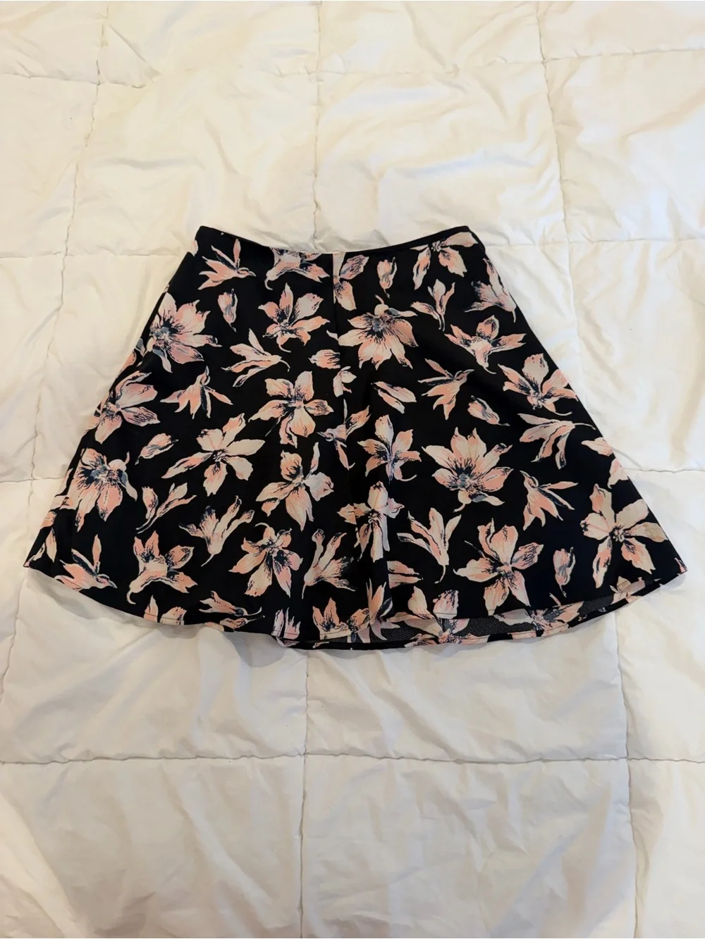 Madewell Black Skater Skirt with Blush Floral Print